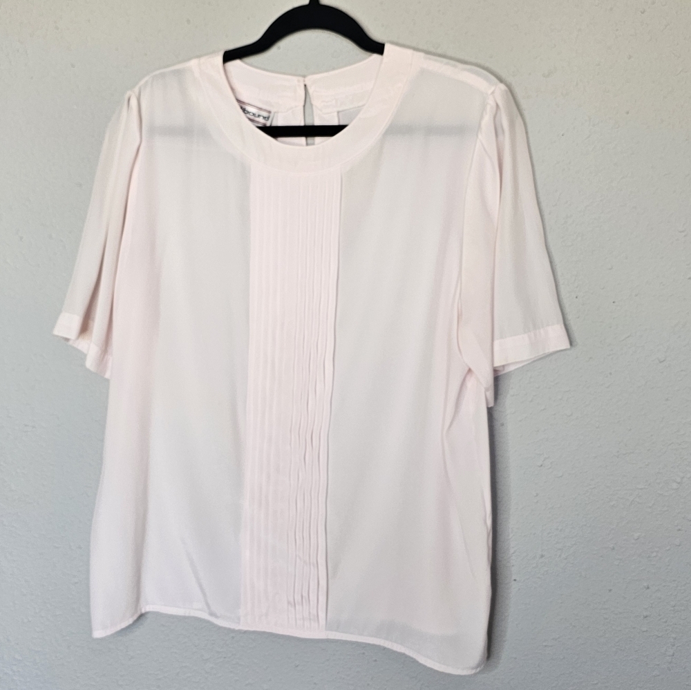 Westwood Vintage Pleat Front Soft Pink Sheer‎ Blouse Womens Size 14